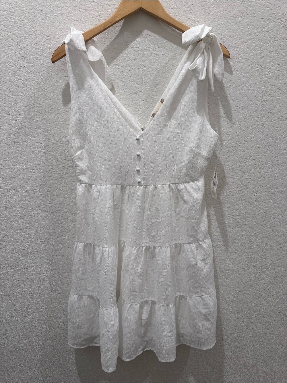 Alter’d State White Tiered Mini Dress Tie Strap